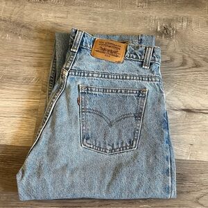 Vintage orange tab Levi’s denim jeans light wash 634 faded skater boyfriend/mom
